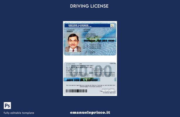 verified style modello di patente di guida Australia Tasmania in stile verificato template